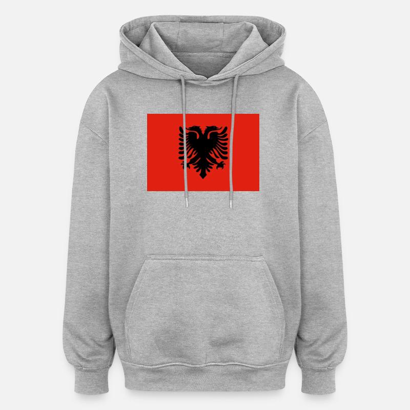 Conception du drapeau de l’aigle albanais - Sweat à capuche oversize unisexe - gris chiné