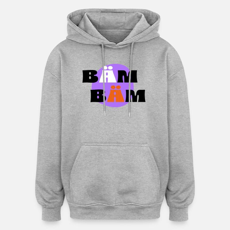 BÄM, BÄM - Oversized Unisex Hoodie - Grau meliert