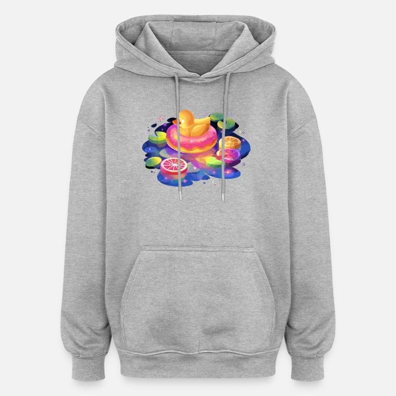Fruity donut duck trip - Oversized Unisex Hoodie - heather grey