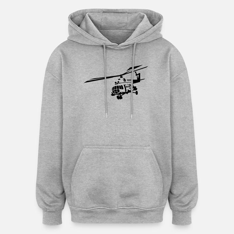 Mi-8 - Sweat à capuche oversize unisexe - gris chiné