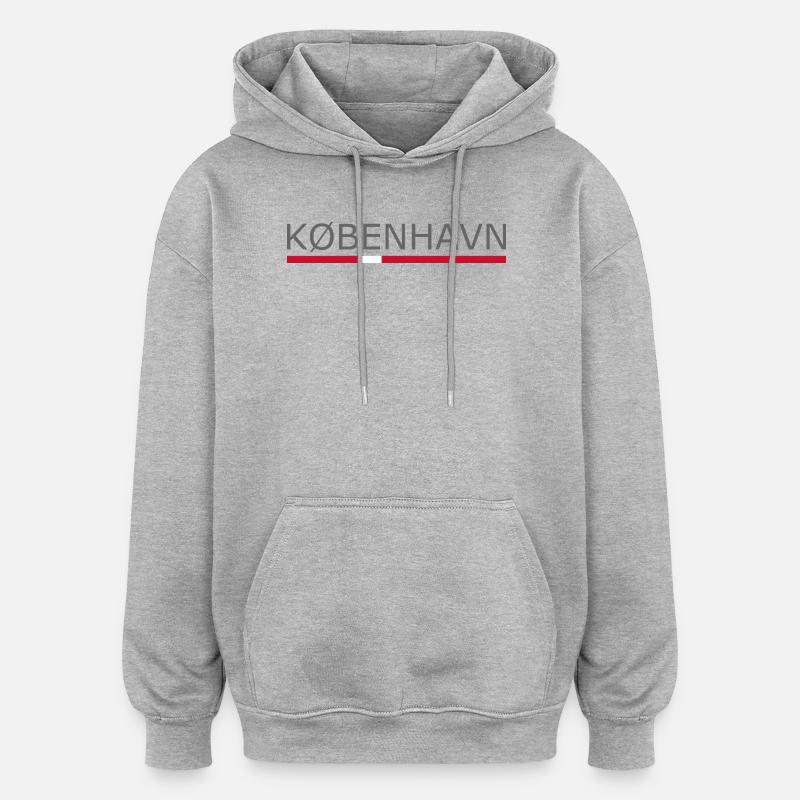 Kobenhavn - Copenhague - Kopenhague - Danemark Drapeau - Sweat à capuche oversize unisexe - gris chiné