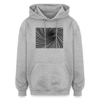 Schwarz-Weißes Tourbillon - Oversized Unisex Hoodie - Grau meliert - Vorne - Noah (186cm)