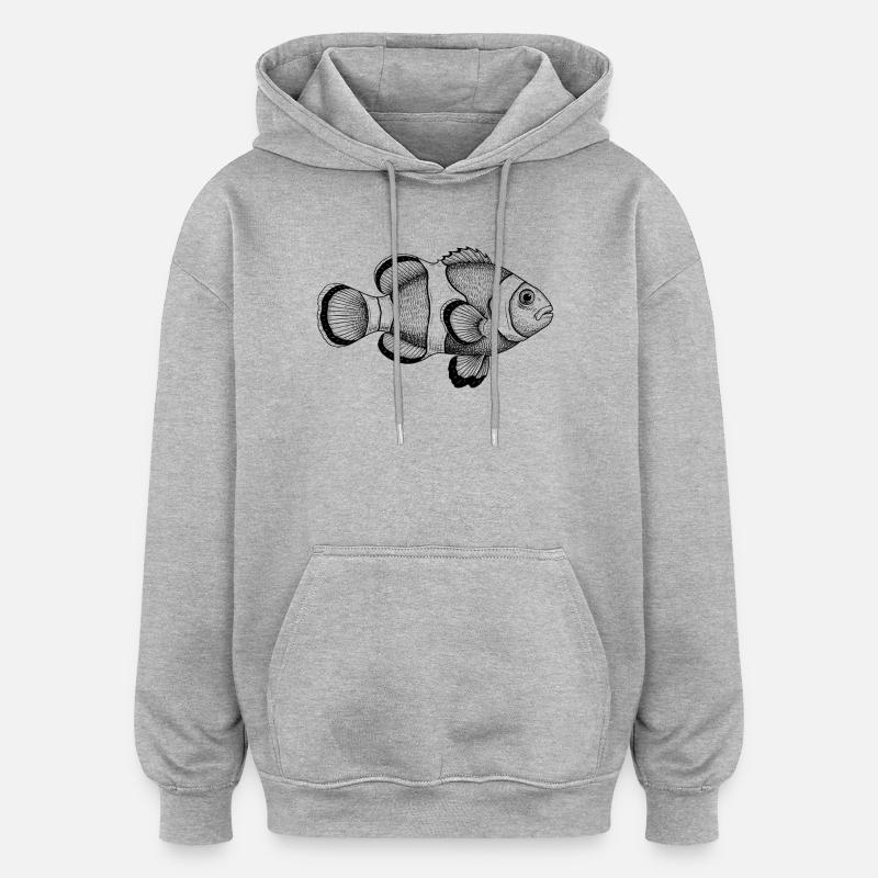 Clownfisch - Oversized Unisex Hoodie - Grau meliert