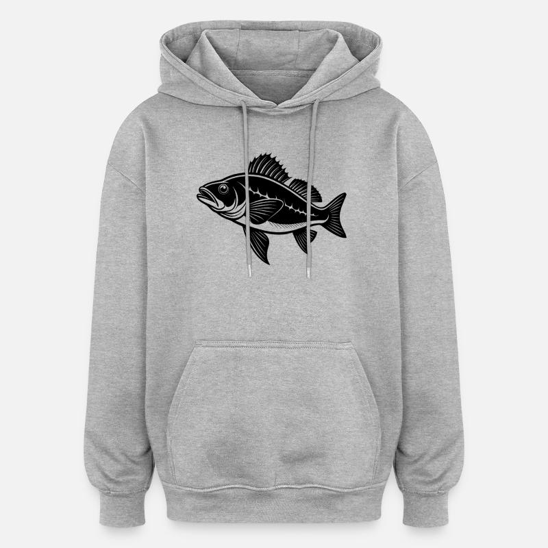 Poisson doré jaune - Sweat à capuche oversize unisexe - gris chiné