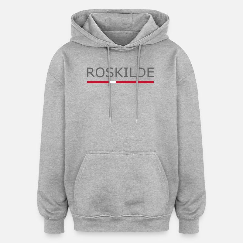 Roskilde - Drapeau du Danemark - Dänemark - Sweat à capuche oversize unisexe - gris chiné