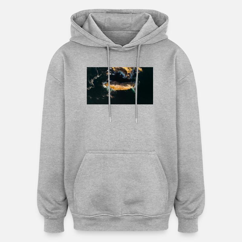 Roche côtière dans le bleu de la mer - Sweat à capuche oversize unisexe - gris chiné