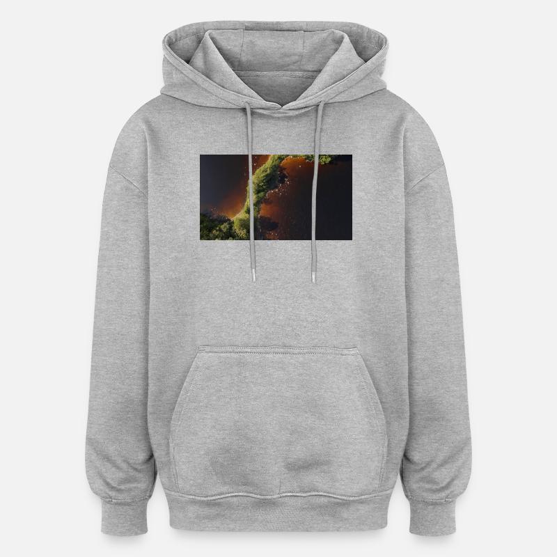 Rivage de la rivière Forest - Sweat à capuche oversize unisexe - gris chiné