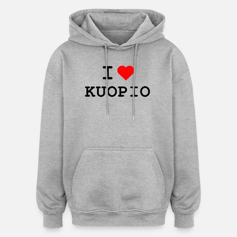 Ich liebe Kuopio - J’aime Kuopio - Sweat à capuche oversize unisexe - gris chiné