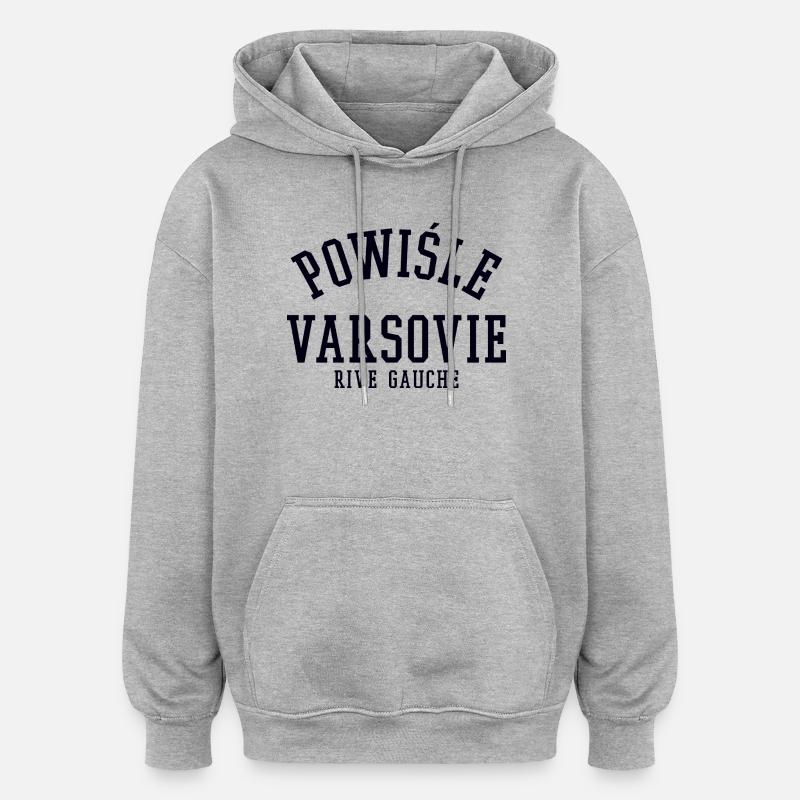 Powisle Warszawa Varsovie - Sweat à capuche oversize unisexe - gris chiné