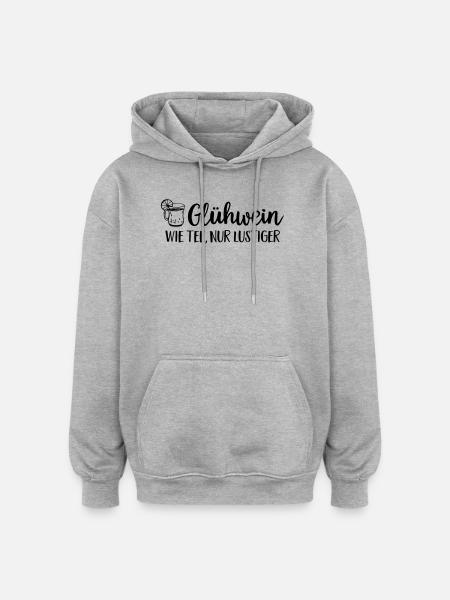 Mulled Wine Mug Saying Christmas - Oversized Unisex Hoodie - heather grey