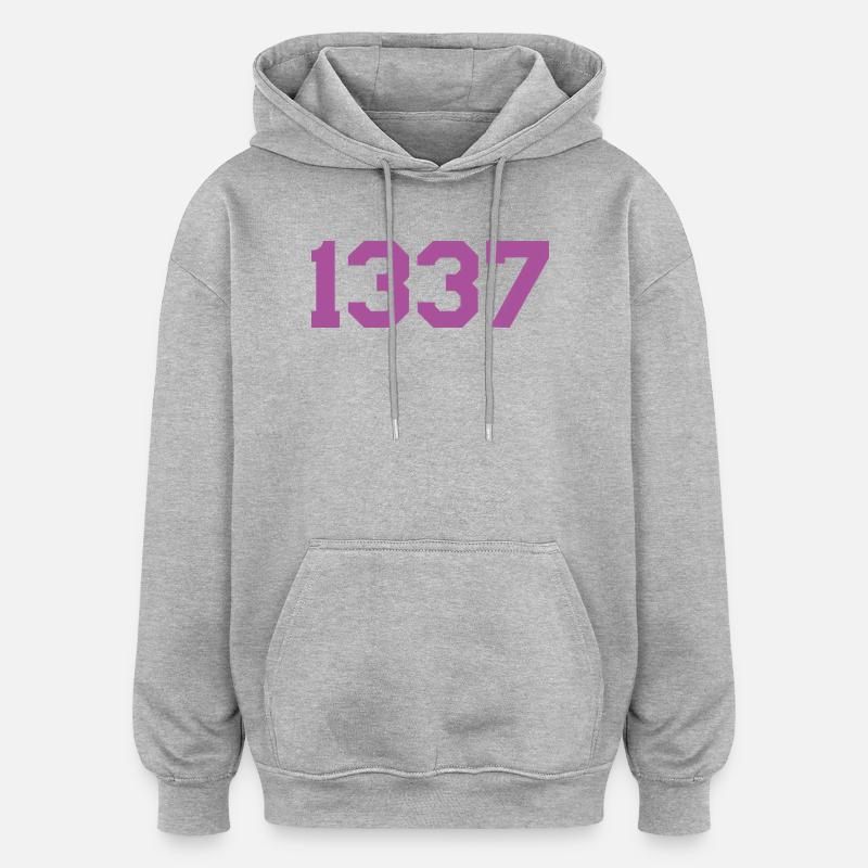 1337 Rose - Sweat à capuche oversize unisexe - gris chiné