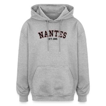 Nantes gegründet 1995 - Oversized Unisex Hoodie - Grau meliert - Vorne - Noah (186cm)