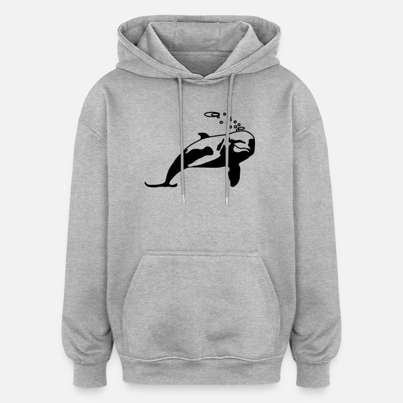 Dauphin - Sweat à capuche oversize unisexe - gris chiné