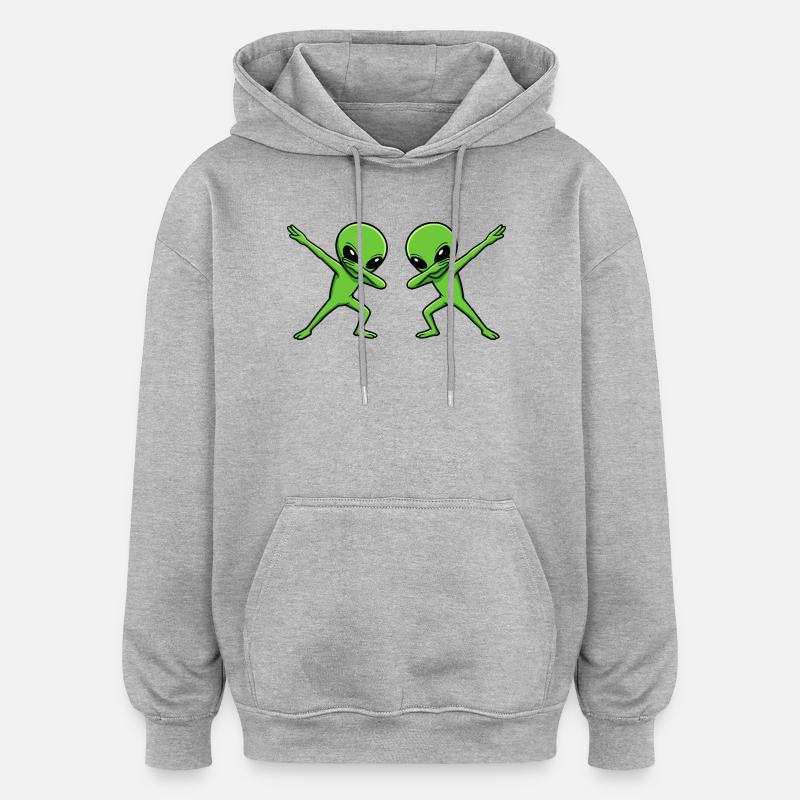 Duo dab extraterrestre - Sweat à capuche oversize unisexe - gris chiné