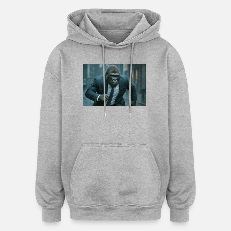 Gorille d’affaires sous la pluie - Sweat à capuche oversize unisexe - gris chiné