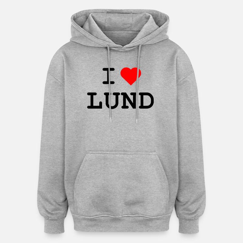 J’adore Lund - Sweat à capuche oversize unisexe - gris chiné