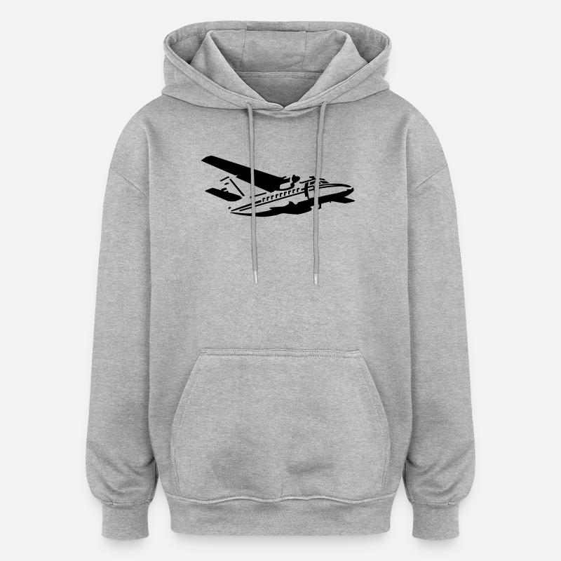 L-410 - Sweat à capuche oversize unisexe - gris chiné