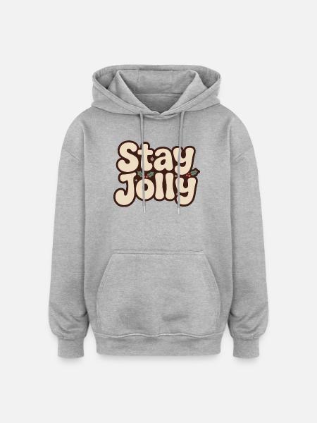 Reste joyeux Noël Holly - Sweat à capuche oversize unisexe - gris chiné
