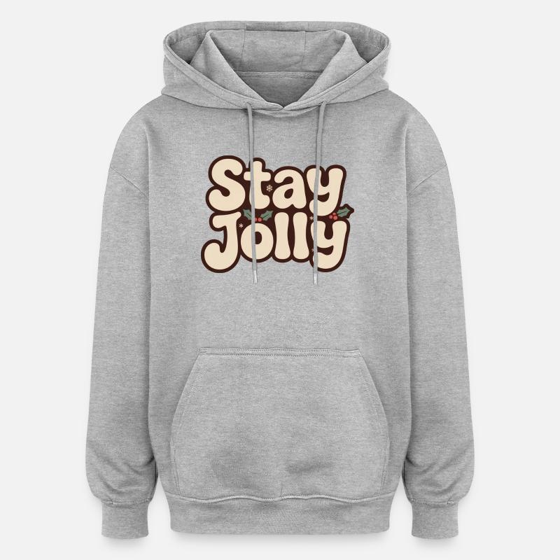 Reste joyeux Noël Holly - Sweat à capuche oversize unisexe - gris chiné