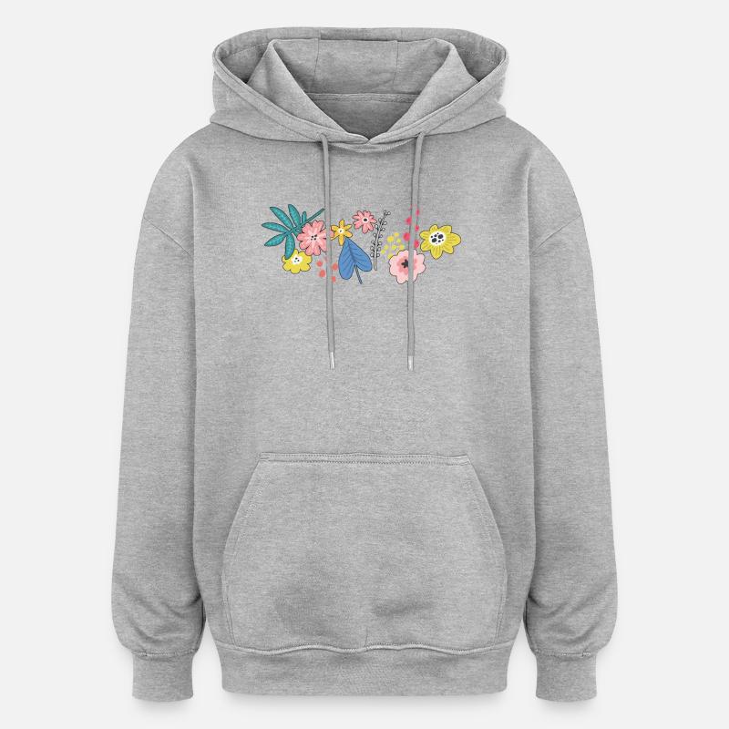 Vrille de fleur - Sweat à capuche oversize unisexe - gris chiné