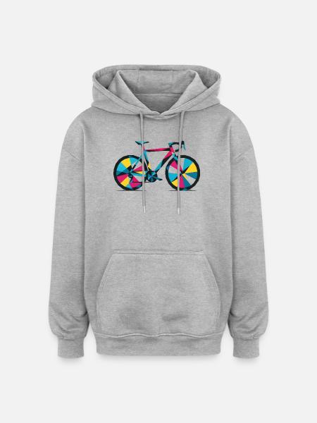 Buntes geometrisches Fahrrad - Oversized Unisex Hoodie - Grau meliert