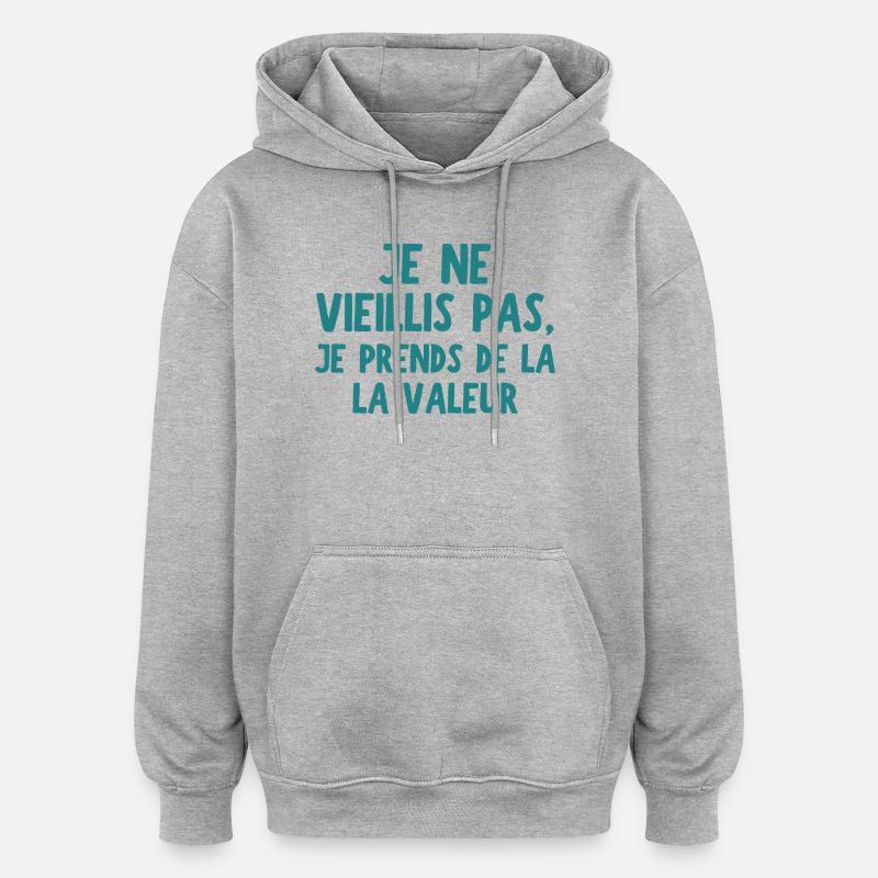 Ich nehme Werthumor - Oversized Unisex Hoodie - Grau meliert