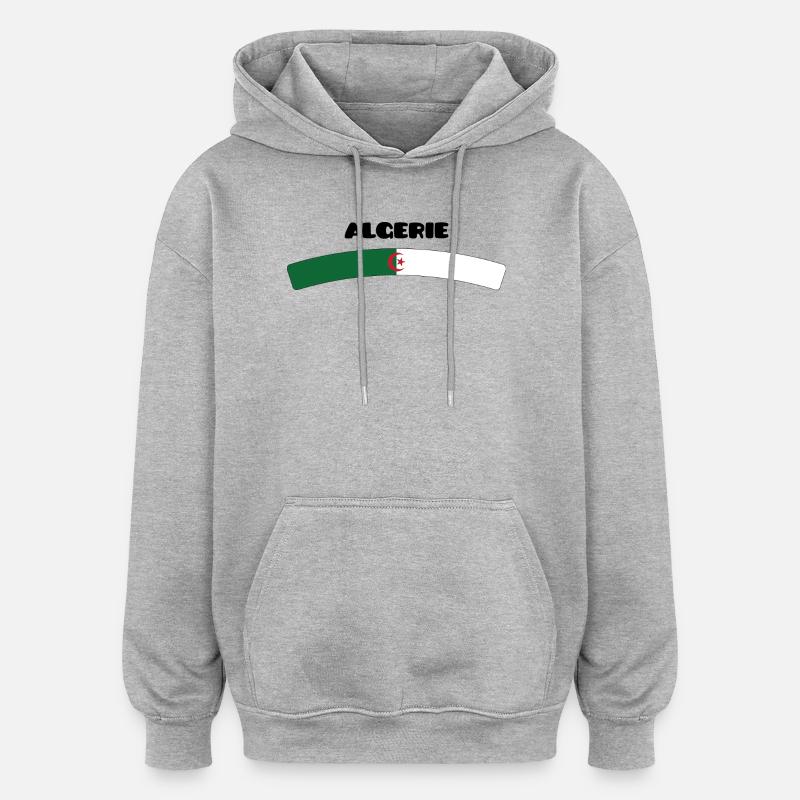 Drapeau Algérie - Sweat à capuche oversize unisexe - gris chiné