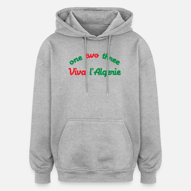 One two three Viva l'Algérie - Sweat à capuche oversize unisexe - gris chiné