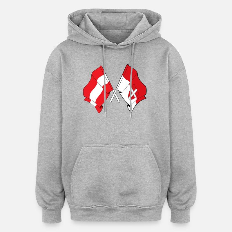 Drapeaux croisés Autriche & Vienne - Sweat à capuche oversize unisexe - gris chiné