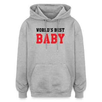 Meilleur bébé du monde - Naissance - Enfant - Sweat à capuche oversize unisexe - gris chiné - Devant - Noah (186cm)
