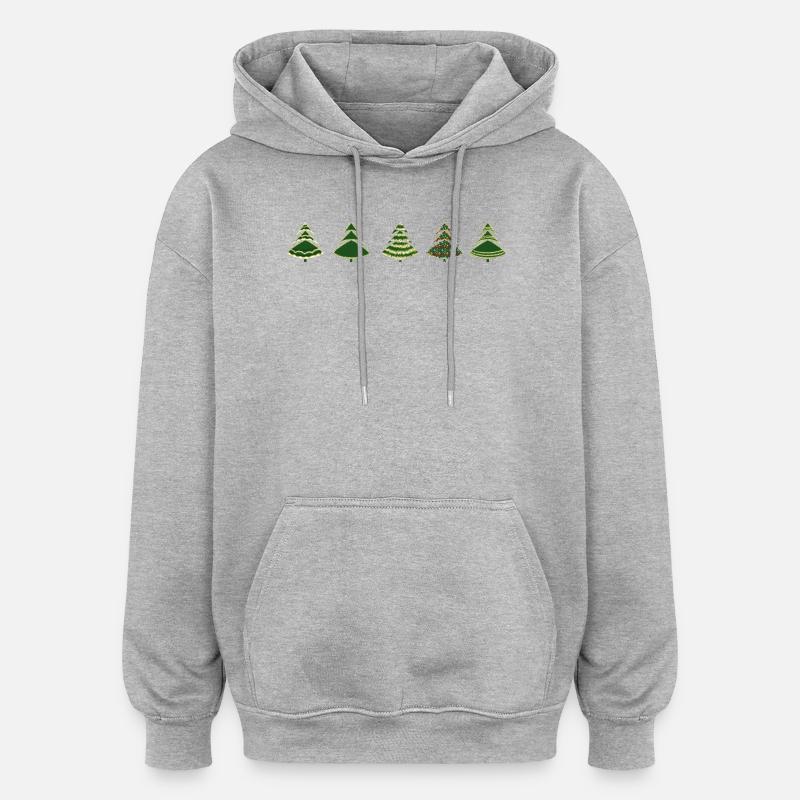 Silhouette de sapins verts isolée. - Sweat à capuche oversize unisexe - gris chiné