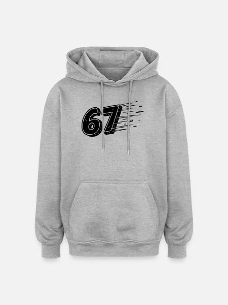 67 Meme Speedlines – Fast Comic Number - Oversized Unisex Hoodie - heather grey