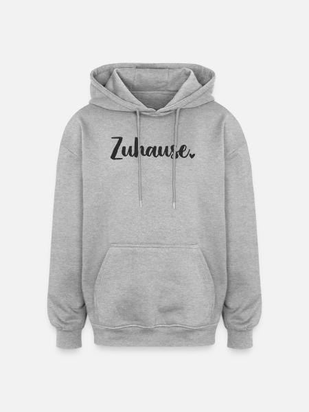 Zuhause Schriftzug - Oversized Unisex Hoodie - Grau meliert