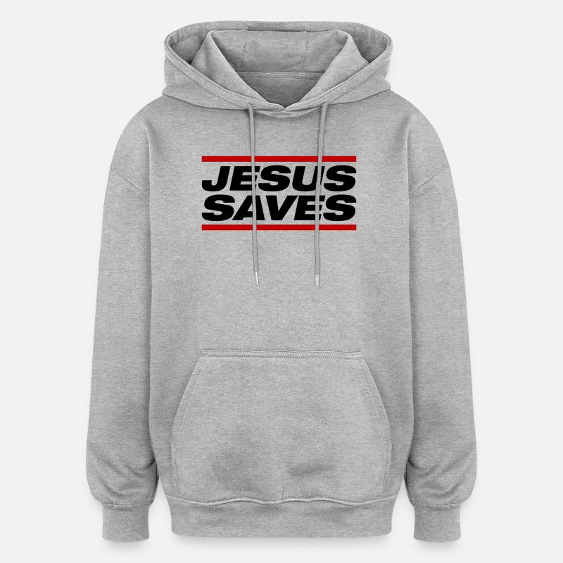 Jesus räddar - Oversized luvtröja unisex - gråmelerad