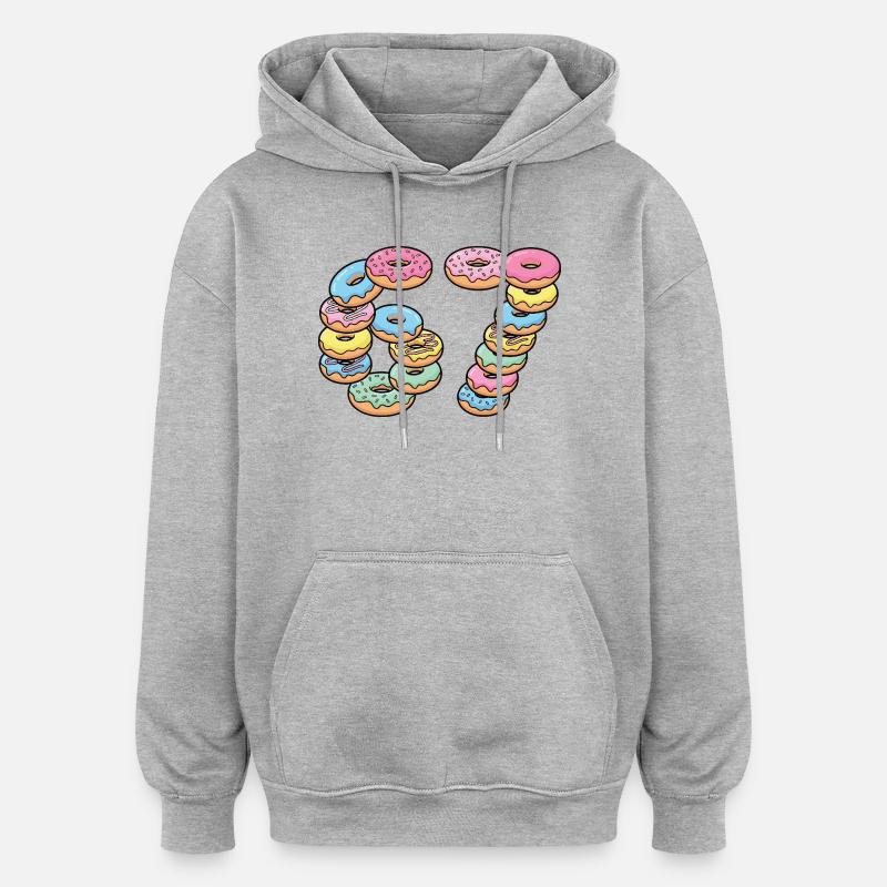 Motif Pastel Donut Stack 67 - Sweat à capuche oversize unisexe - gris chiné