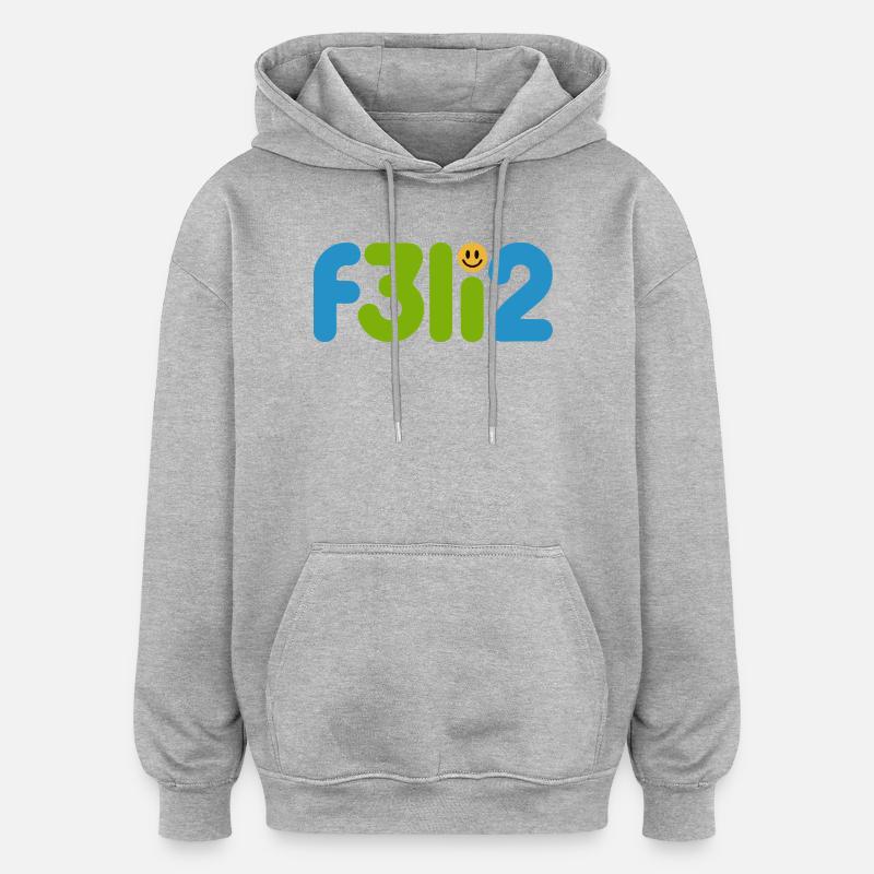 F3li2 Buntes Glyphen-Logo - Oversized Unisex Hoodie - Grau meliert