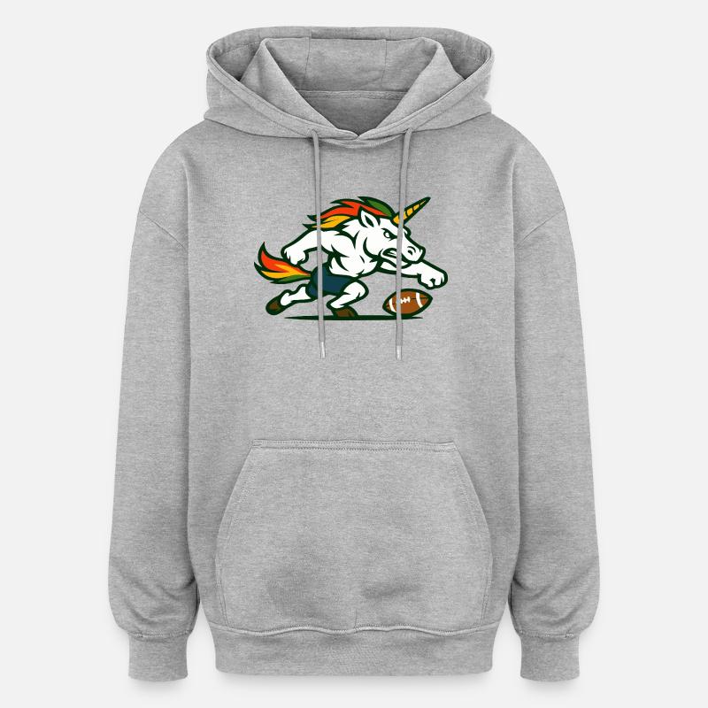 Flame Unicorn Blitz - Sweat à capuche oversize unisexe - gris chiné