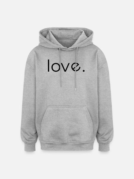 Minimal Black – Clean Statement T-Shirt - Love - Oversized Unisex Hoodie - heather grey