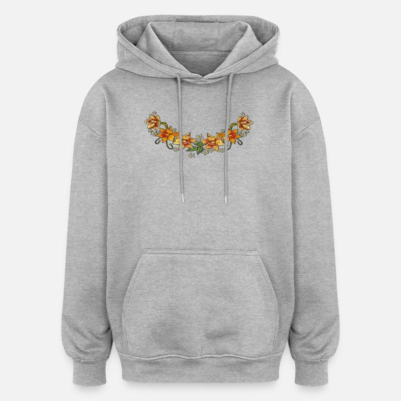 Vrille de fleur - Sweat à capuche oversize unisexe - gris chiné