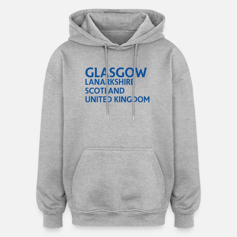 Glasgow – Scotland Textdesign - Sweat à capuche oversize unisexe - gris chiné
