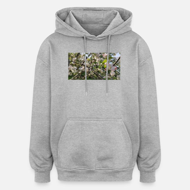 Branches de cerisier en fleurs Printemps - Sweat à capuche oversize unisexe - gris chiné