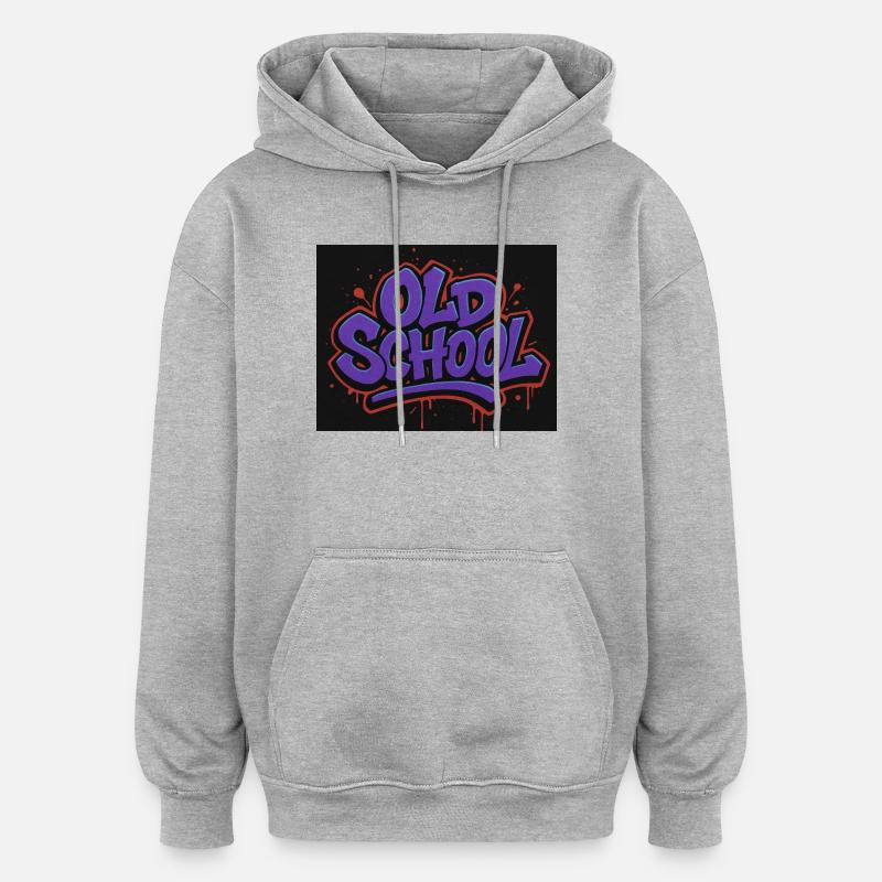 Lettrage à l’ancienne - Sweat à capuche oversize unisexe - gris chiné