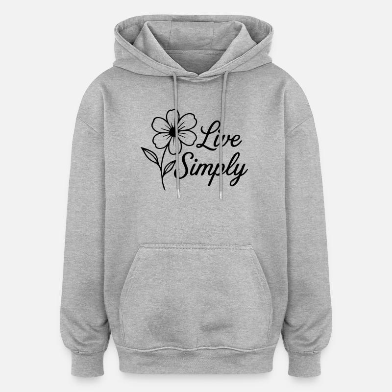 Vivre simplement - Sweat à capuche oversize unisexe - gris chiné