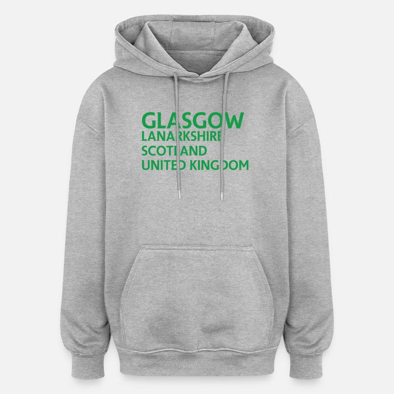 Glasgow – Scotland Textdesign - Sweat à capuche oversize unisexe - gris chiné