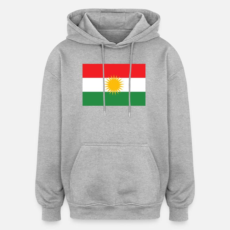 Drapeau du Kurdistan Étoile du Soleil - Sweat à capuche oversize unisexe - gris chiné