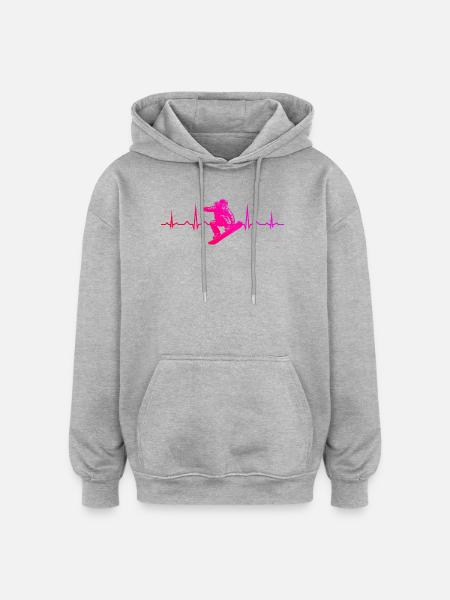 Klare Snowboard Botschaft - Oversized Unisex Hoodie - Grau meliert