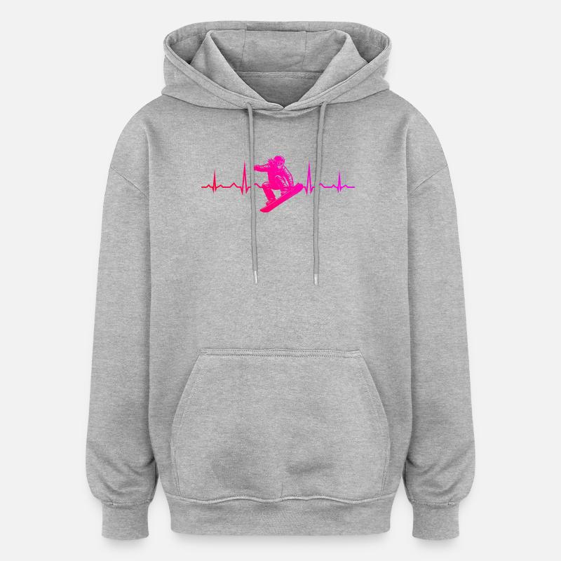 Klare Snowboard Botschaft - Oversized Unisex Hoodie - Grau meliert