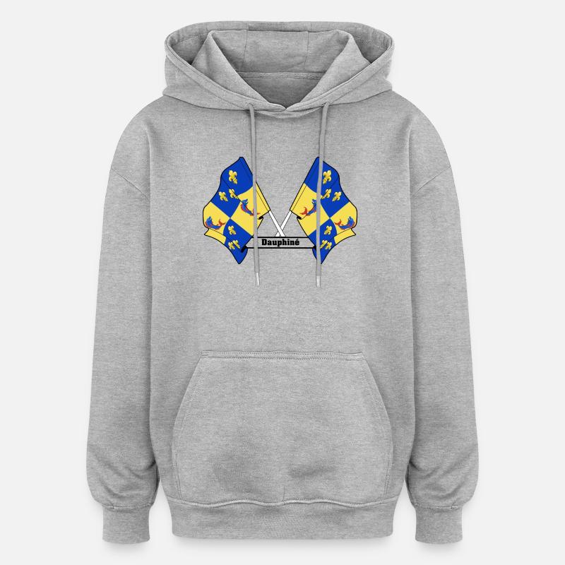 Texte du Dauphiné - Sweat à capuche oversize unisexe - gris chiné