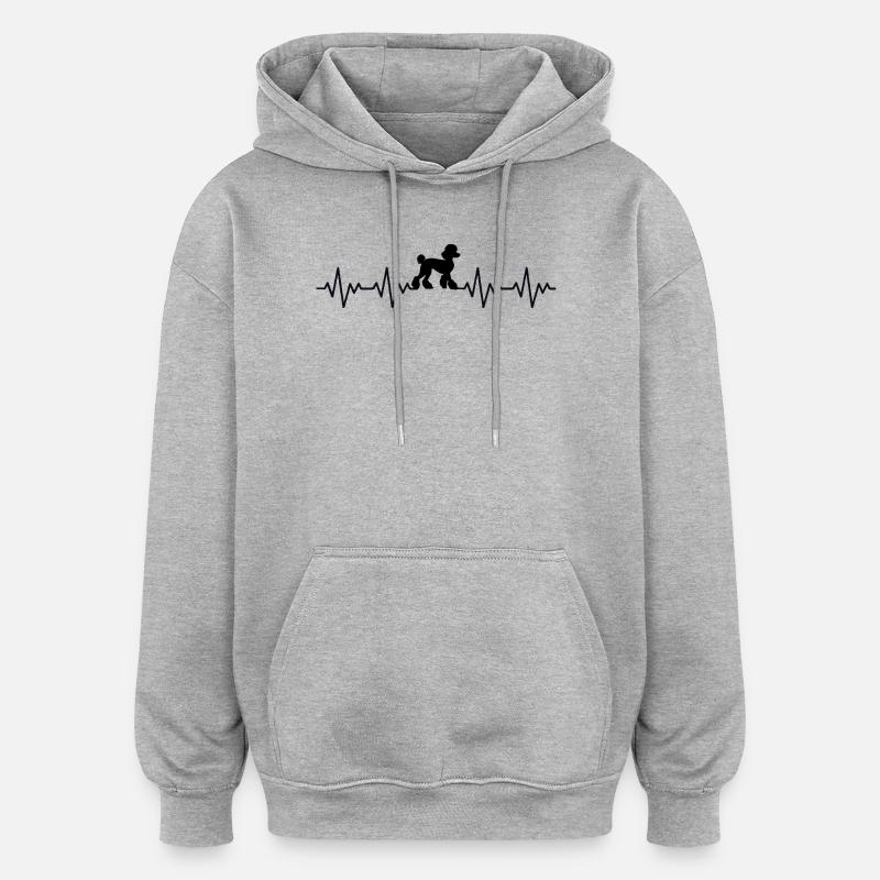 ECG du caniche Battement de cœur - Sweat à capuche oversize unisexe - gris chiné