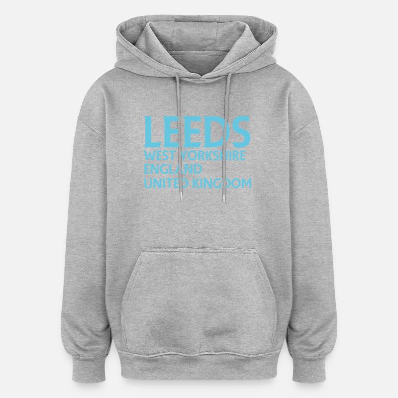 Leeds – Angleterre Conception des paroles - Sweat à capuche oversize unisexe - gris chiné